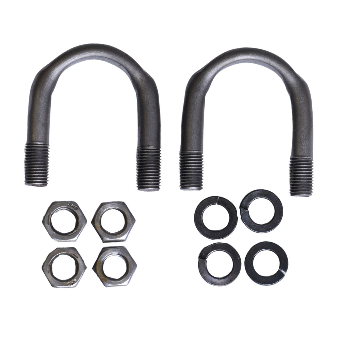 Set of Spicer 1310 U-joint U-bolt kit on a white background