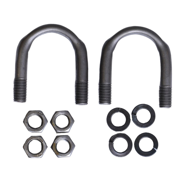 Set of Spicer 1310 U-joint U-bolt kit on a white background