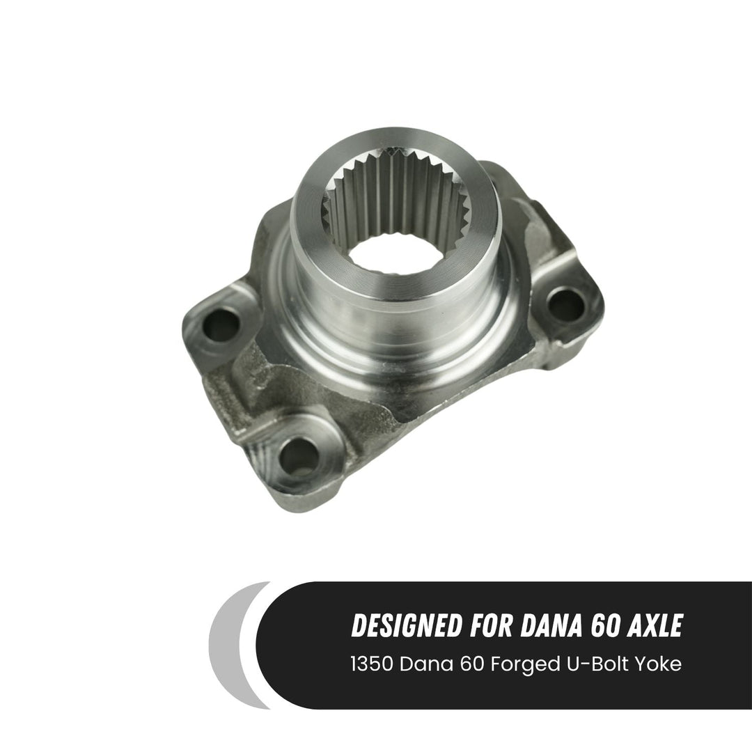 heavy duty 1350 U-joint yoke designed for Dana 60 axle on a white background