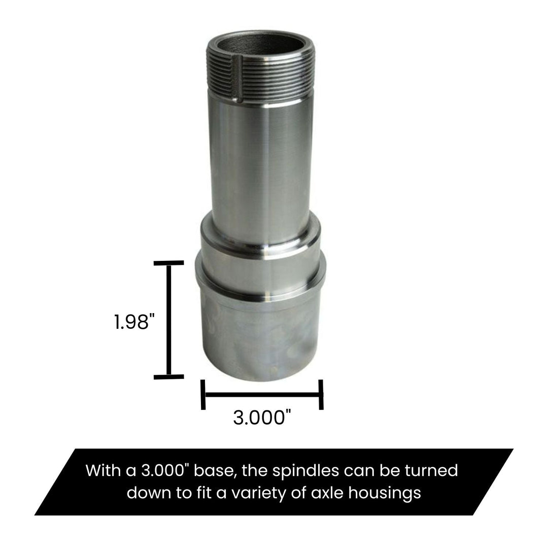 40 Spline billet spindle with dimensions labeled on a white background