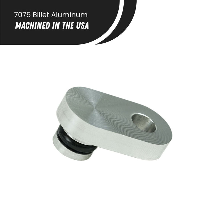 Crane Axle ABS sensor block offmachined in the USA on a white background