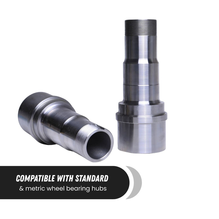 Two lightweight 14 bolt off-road hubs on a white background with text indicating compatibility.