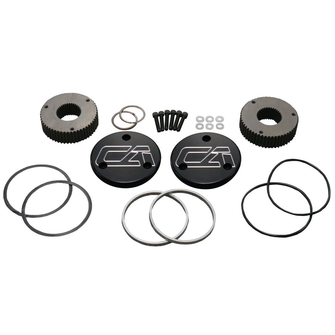 Dana 60 35 spline drive flange kit including gears and washers on a white background