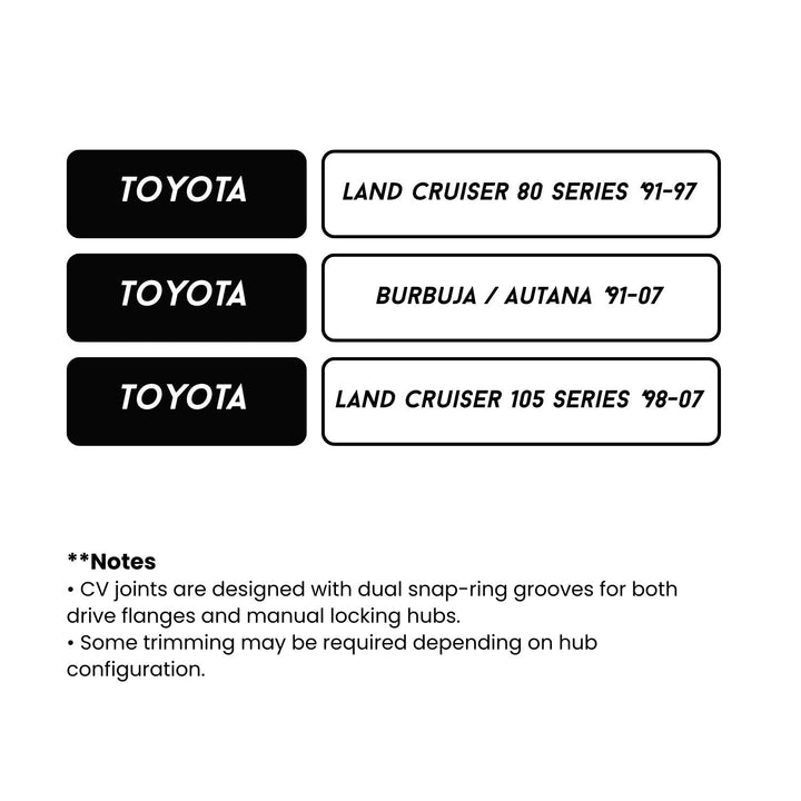 RCV 30-Spline 300M CV Axle Set for Land Cruiser 80 Series ('91-'97)