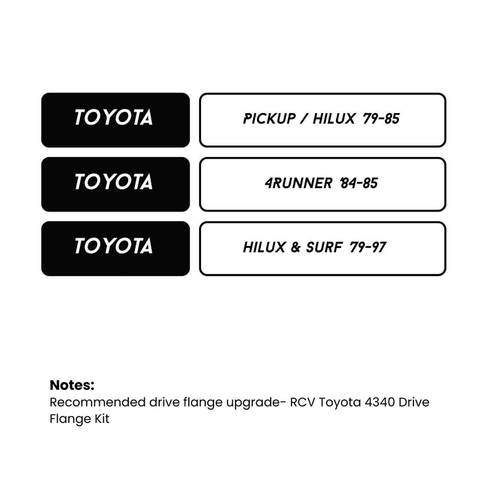 RCV 30-Spline CV Axle Set for Toyota Pickup ('79-'85) & 4Runner ('84-'85)
