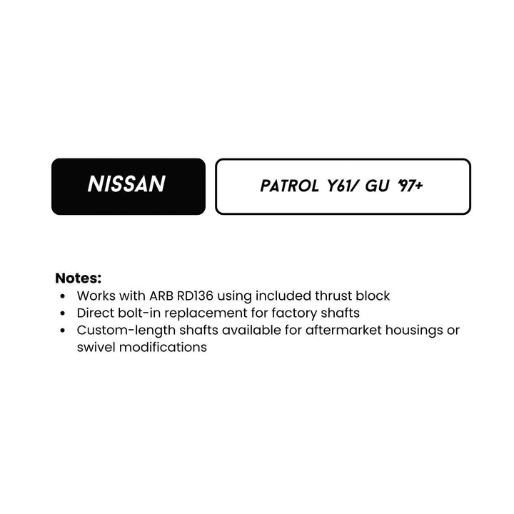 RCV 300M CV Axle Set for Nissan H233B Patrol Y61 GU