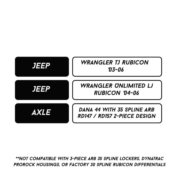 RCV 35-Spline Dana 44 CV Axle Set for Jeep TJ & LJ Rubicon w/ ARB Locker