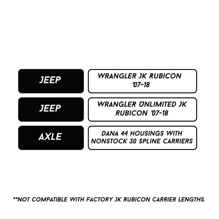 RCV Dana 44 CV Axle Set for Jeep JK Rubicon ('07-'18) w/ Non-OEM Carrier