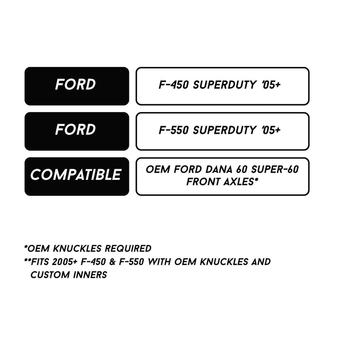 RCV Dana 60 Super-60 Big Bell Axle Set for Ford F450 & F550