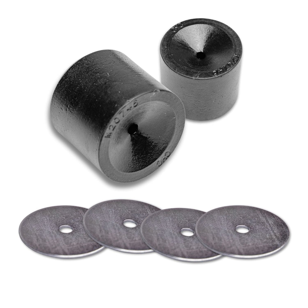 Heavy-duty Dana 60 steering bushing kit and shims on a white background