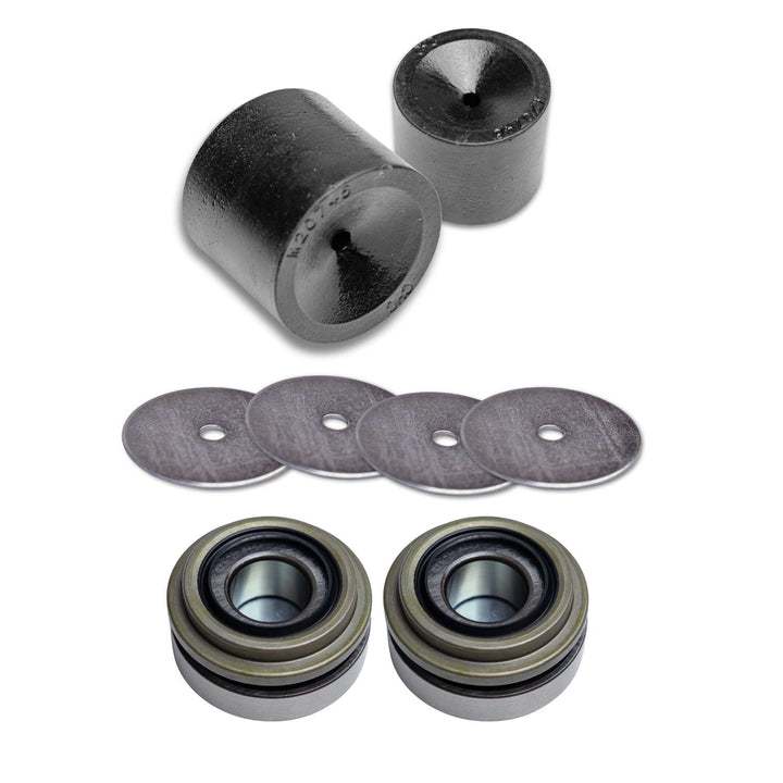 Dana 60 kingpin spring eliminator kit including bearings and shims on a white background