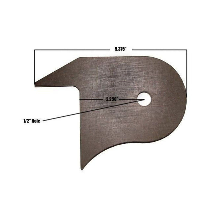 front axle truss suspension mount with measurements on a white background