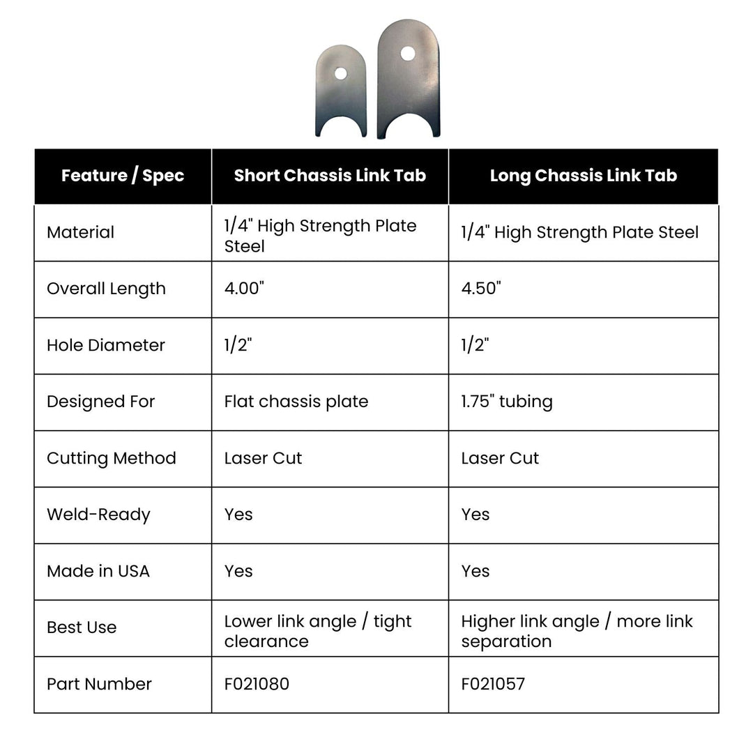 Short Chassis Link Tab