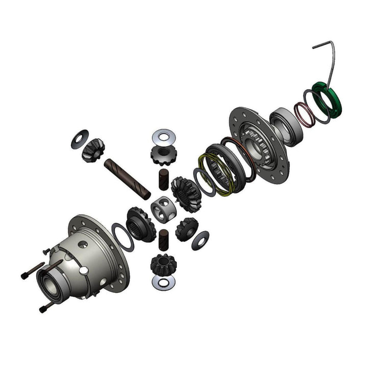 exploded diagram of off-road locking differential GM 14 bolt components on a white background 