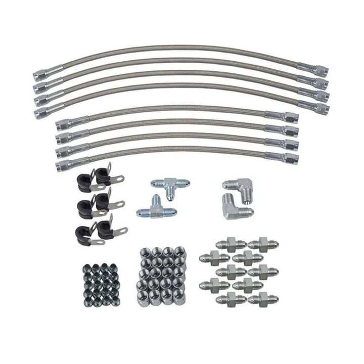 1/8 NPT master cylinder plumbing kit for dual steer on a white background