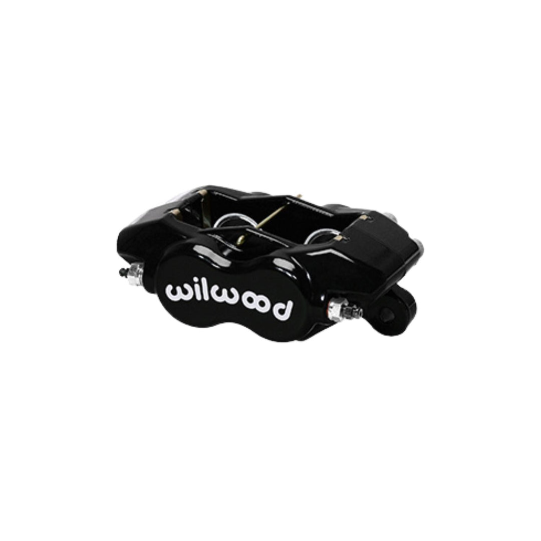 Forged aluminum 4 piston caliper on a white background
