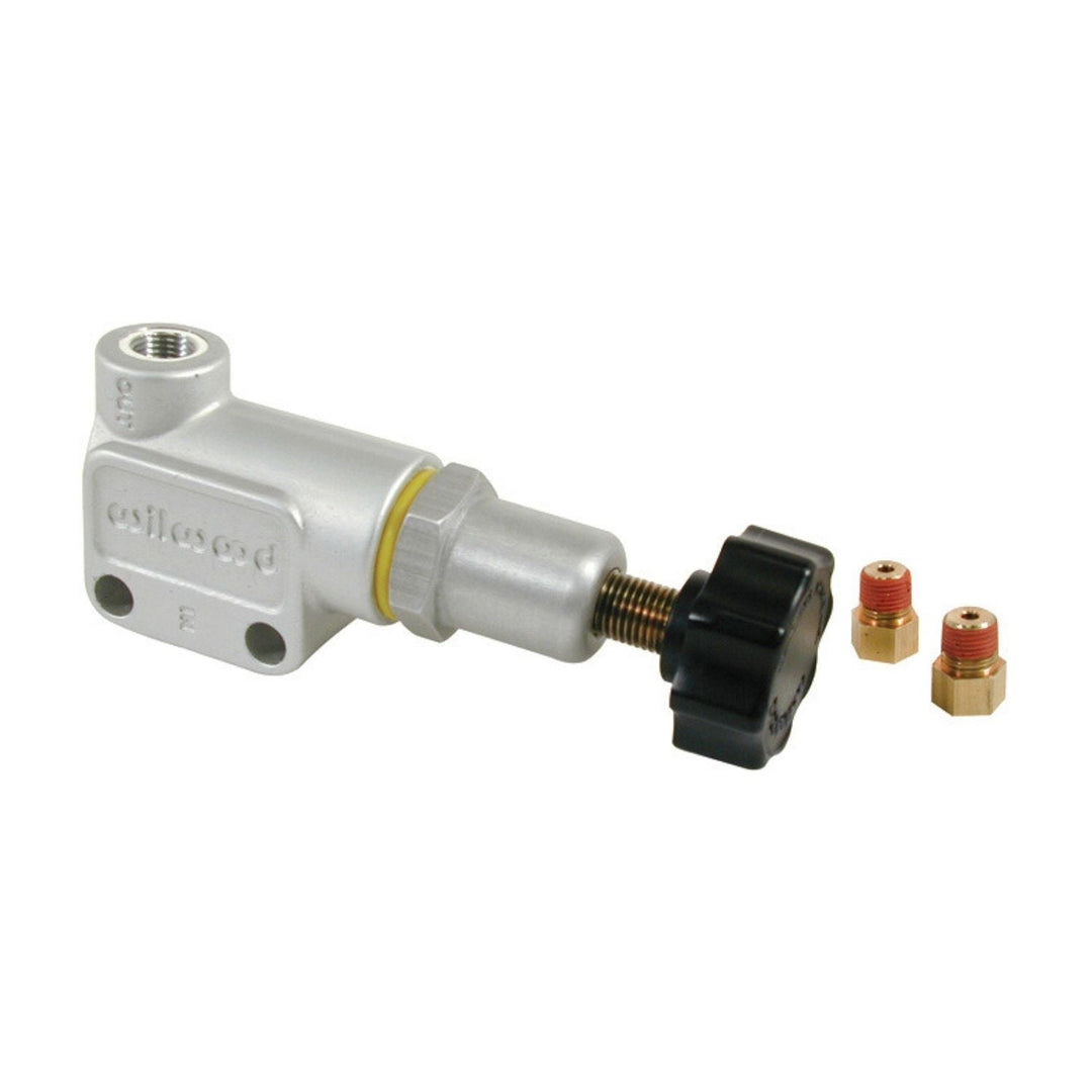 Wilwood adjustable proportioning valve with connectors on a white background