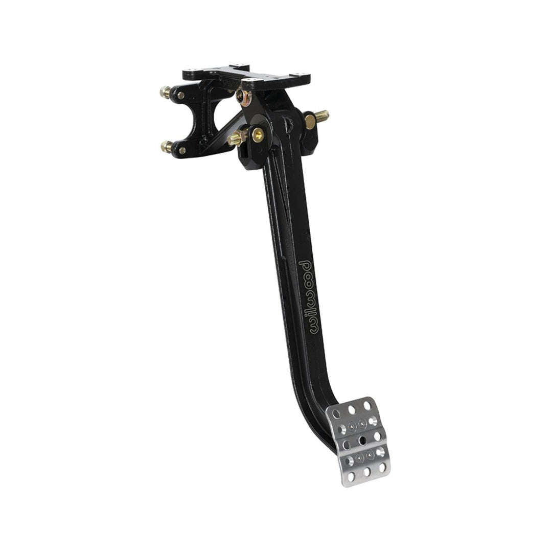 Black Wilwood swing mount brake pedal 10:1 with mounting brackets on a white background