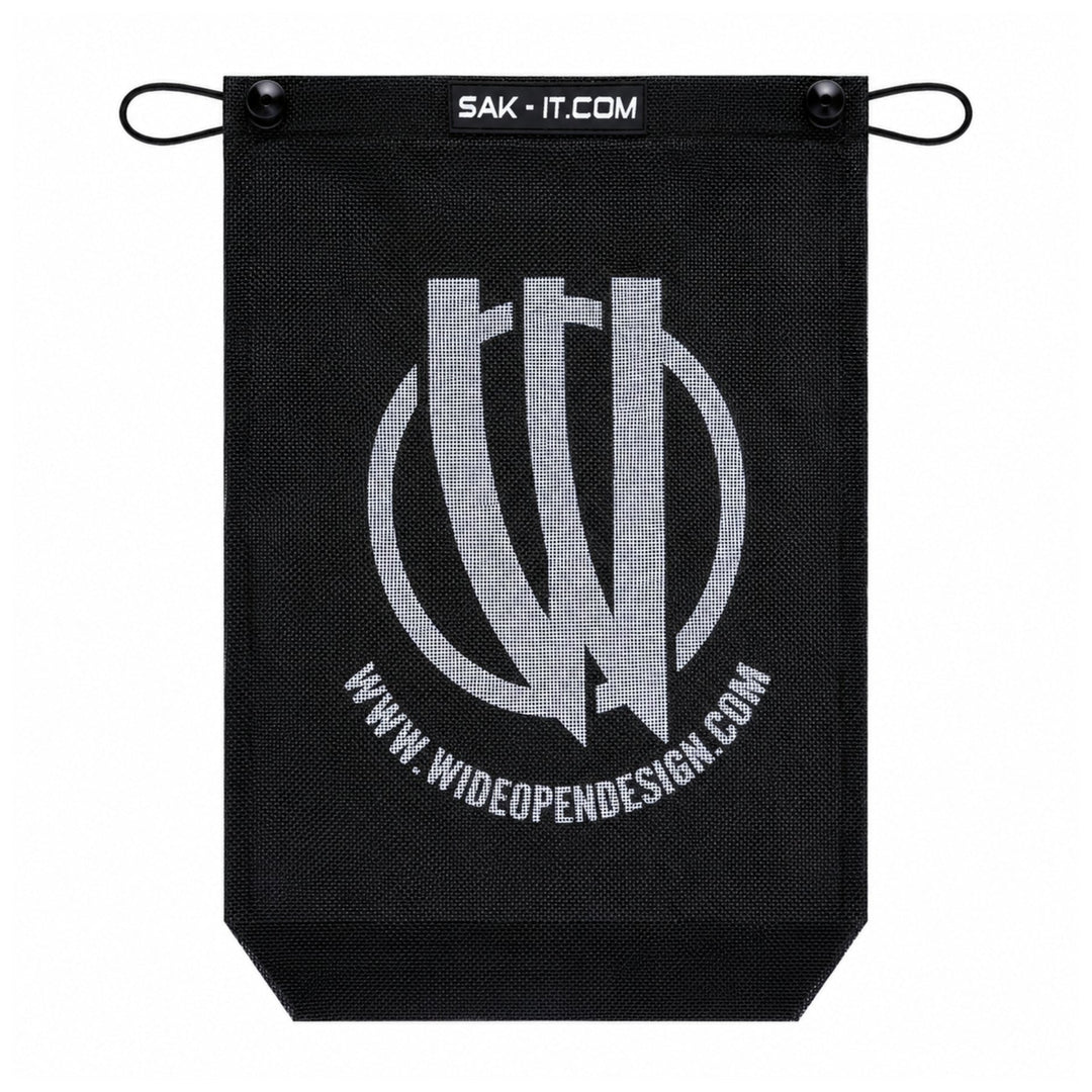UTV utility storage bag with Wide Open Design logo and text on a white background