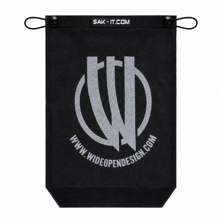 UTV utility storage bag with Wide Open Design logo and text on a white background