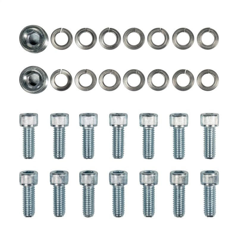 Nodular iron GM 14 Bolt diff cover upgrade hardware on a white background